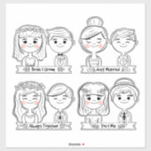 Gewoon gehuwde bride en Groom Sticker (Vel)