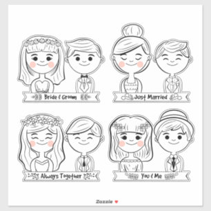 Gewoon gehuwde bride en Groom Sticker