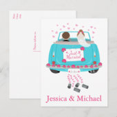 Gewoon gehuwde bruinbruine bruinroze bruiloft aankondigingskaart (Voorkant / Achterkant)