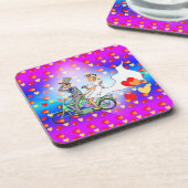 Gewoon gehuwde Cartoon Celebratie Onderzetters (Linkerzijde)