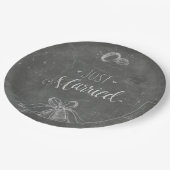 Gewoon gehuwde Chalkboard Wedding Rings en Bells Papieren Bordje (Gekanteld)