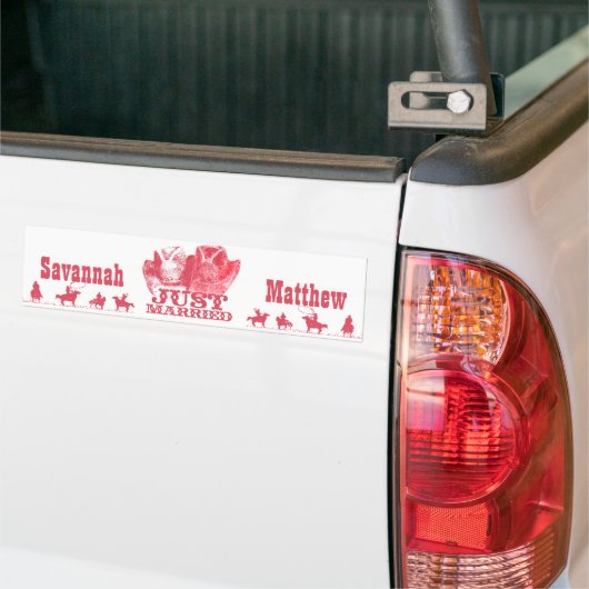 Gewoon gehuwde cowboy en Petten van CowGirl Bumper Bumpersticker (Op Truck)