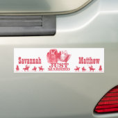 Gewoon gehuwde cowboy en Petten van CowGirl Bumper Bumpersticker (Op auto)
