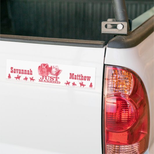 Gewoon gehuwde cowboy en Petten van CowGirl Bumper Bumpersticker (Op Truck)