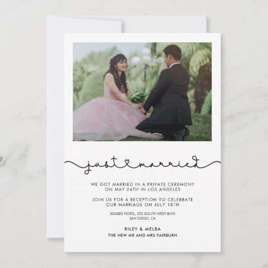 Gewoon gehuwde Cute Connect-hartletterkaart Kaart (Voorkant)