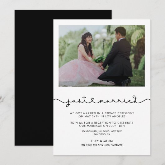 Gewoon gehuwde Cute Connect-hartletterkaart Kaart (Voorkant / Achterkant)