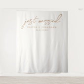 Gewoon gehuwde Elegant Calligraphy Wedding Backdro Wandkleed (Voorkant)