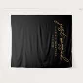 Gewoon gehuwde Elegant Calligraphy Wedding Backdro Wandkleed (Voorkant (horizontaal))