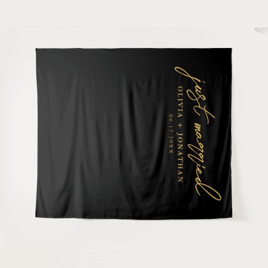 Gewoon gehuwde Elegant Calligraphy Wedding Backdro Wandkleed (Voorkant (horizontaal))