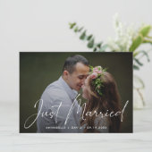 Gewoon gehuwde Elegant Photo Wedding Aankondiging (Staand voorkant)