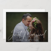 Gewoon gehuwde Elegant Photo Wedding Aankondiging (Voorkant / Achterkant)