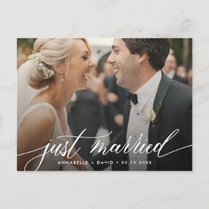 Gewoon gehuwde Elegant Photo Wedding Briefkaart
