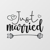 Gewoon gehuwde elegante scriptbruiloft raamsticker (Vel)