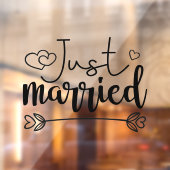 Gewoon gehuwde elegante scriptbruiloft raamsticker (Vel 2)