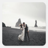 Gewoon gehuwde envelop voor aankondigingen Foto Vierkante Sticker (Voorkant)