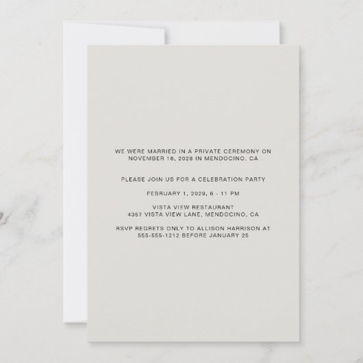 Gewoon gehuwde foto Gewapend Lijst bruiloft Aankondiging (Achterkant)