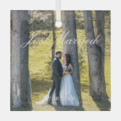 Gewoon gehuwde foto glas ornament (Voorkant)