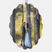 Gewoon gehuwde foto ornament kaart (Links)