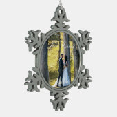 Gewoon gehuwde foto tin sneeuwvlok ornament (Links)