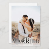 Gewoon gehuwde foto zwarte Typografie Aankondiging (Voorkant / Achterkant)