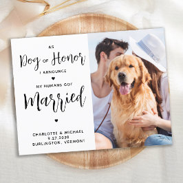 Gewoon gehuwde hond van Honor Dog Wedding Aankondigingskaart