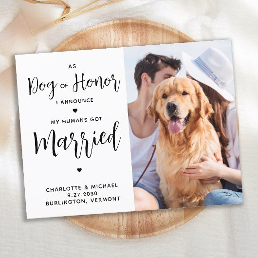 Gewoon gehuwde hond van Honor Dog Wedding Aankondigingskaart