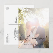 Gewoon gehuwde minimalistische aankondigingsfoto briefkaart (Voorkant / Achterkant)