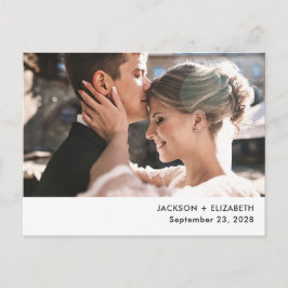 Gewoon gehuwde moderne foto-aankondiging briefkaart