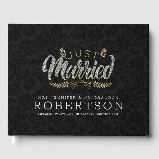 Gewoon gehuwde moderne glazen typografie, zwarte d gastenboek (Voorkant)