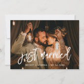 Gewoon gehuwde moderne huwelijksfoto aankondiging (Voorkant)