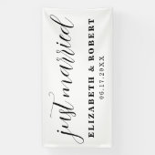 Gewoon gehuwde moderne legante Pas getrouwd bruilo Spandoek (Verticaal)