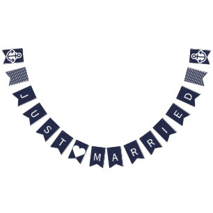 Gewoon gehuwde Nautical Wedding Bunting Vlaggetjes