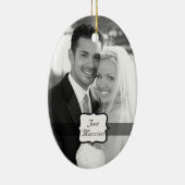 Gewoon gehuwde Ovale Foto Ornament Black & White (Rechts)