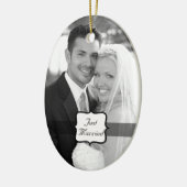 Gewoon gehuwde Ovale Foto Ornament Black & White (Links)