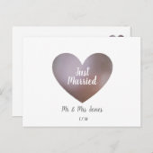 Gewoon gehuwde parels en paarse bruiloft briefkaar aankondigingskaart (Voorkant / Achterkant)