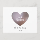 Gewoon gehuwde parels en paarse bruiloft briefkaar aankondigingskaart (Voorkant)