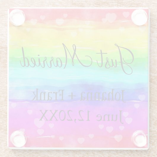 Gewoon gehuwde regenboog glazen onderzetter (Achterkant)