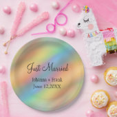 Gewoon gehuwde regenboogkleuren Abstract Papieren Bordje (Feest)