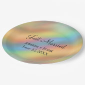 Gewoon gehuwde regenboogkleuren Abstract Papieren Bordje (Gekanteld)