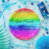 Gewoon gehuwde regenboogkleuren papieren bordje (Feest)