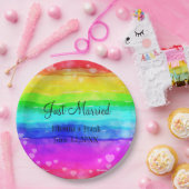 Gewoon gehuwde regenboogkleuren papieren bordje (Feest)