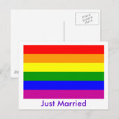 Gewoon gehuwde regenboogpride aankondigingskaart (Voorkant / Achterkant)