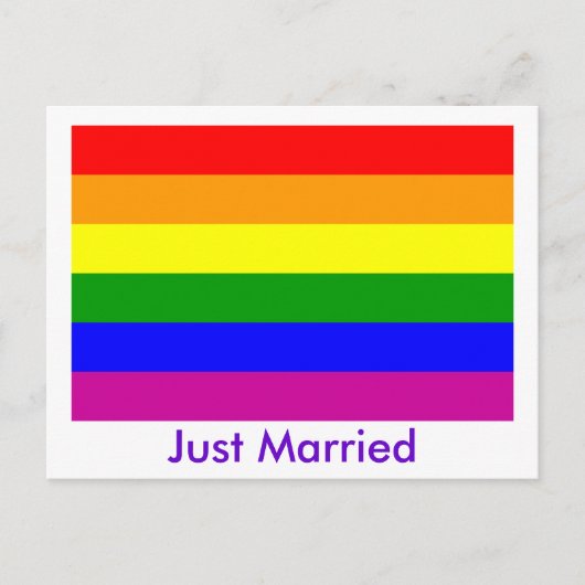Gewoon gehuwde regenboogpride aankondigingskaart (Voorkant)