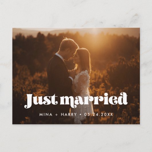 Gewoon gehuwde  retro-scriptfoto briefkaart (Voorkant)