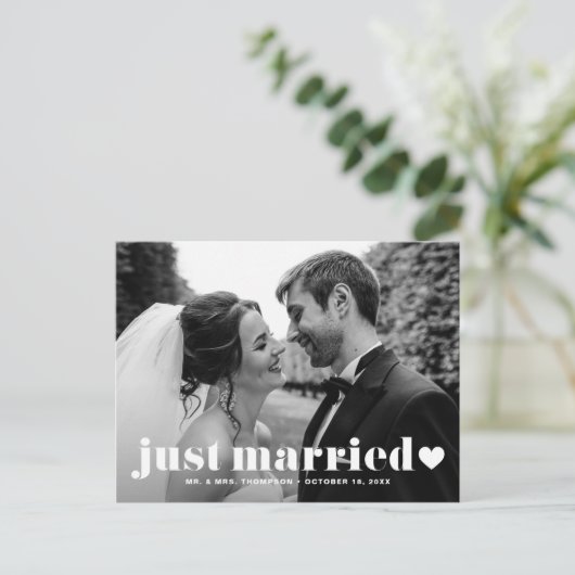 Gewoon gehuwde retroflecografie Bold Typografie Briefkaart (Staand voorkant)