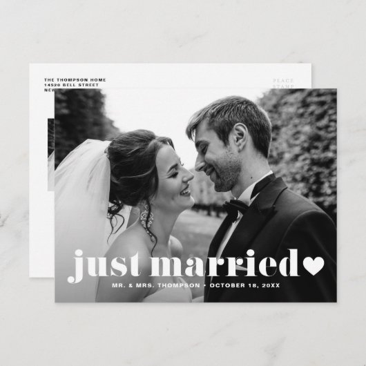 Gewoon gehuwde retroflecografie Bold Typografie Briefkaart (Voorkant / Achterkant)