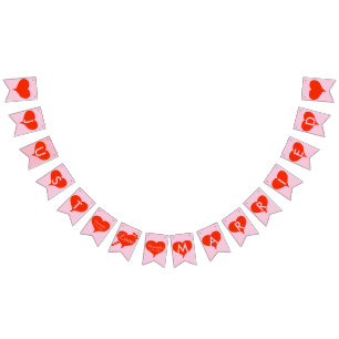Gewoon gehuwde rode harten Roze Bunting Banner