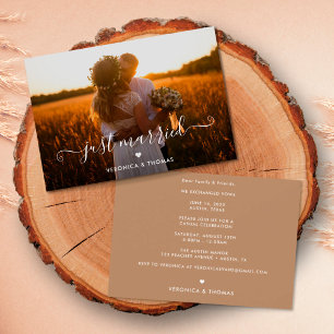Gewoon gehuwde Rustic Foto Eloped Announding Aankondiging