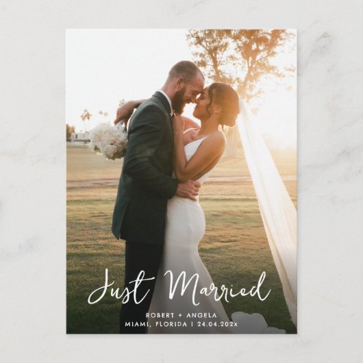 gewoon gehuwde simpele trouwaankondiging briefkaart (Voorkant)