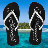 Gewoon gehuwde strandteenslippers voor bruid en br